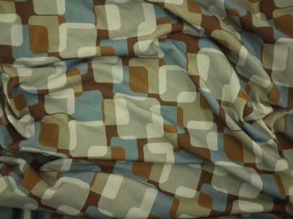 Recycled Soft Spun Polyester - Retro Squares 2.4 Metre Remnant