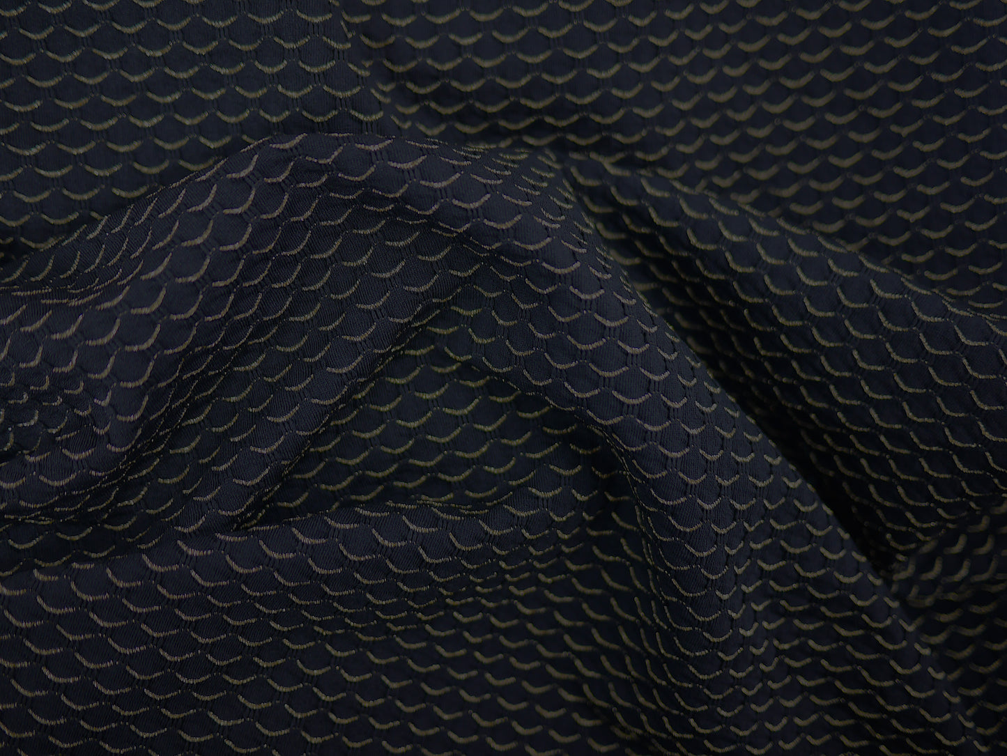 Single Metallic Jersey -  Black and Gold 1 Metre Remnant