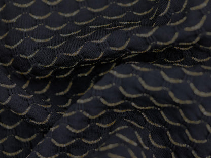 Single Metallic Jersey -  Black and Gold 1 Metre Remnant
