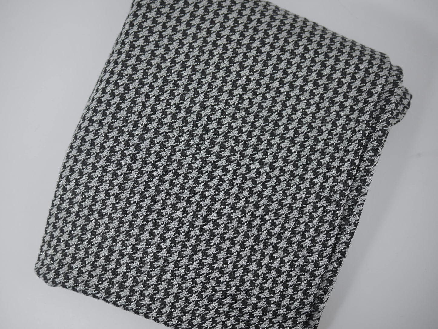 Metallic Jersey Jacquard - Silver Dogtooth 2 Metre Remnant