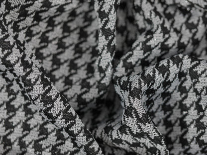Metallic Jersey Jacquard - Silver Dogtooth 2 Metre Remnant
