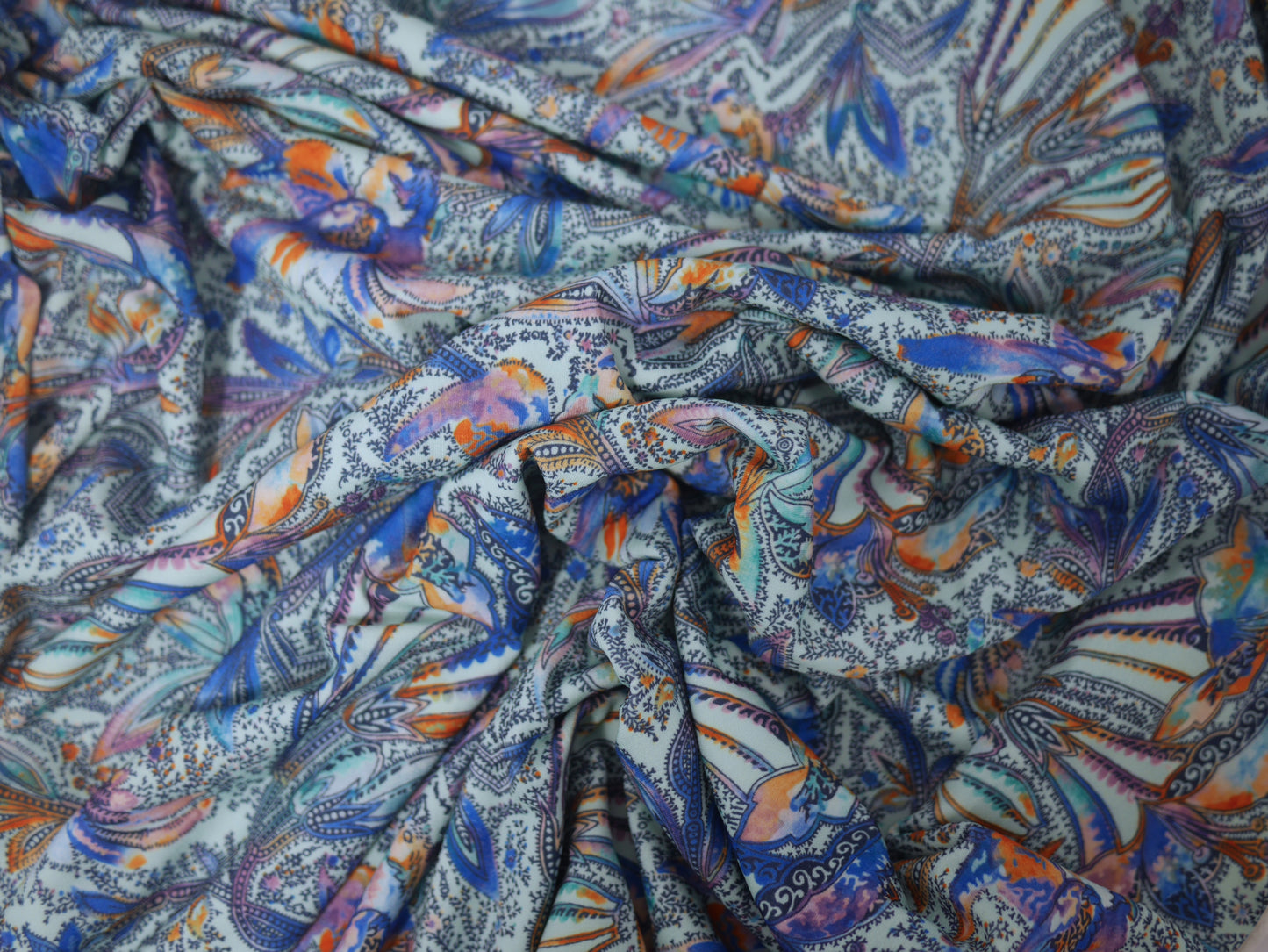 Single Jersey Printed Fabric - Abstract Foxglove 1.30 Metre Remnant