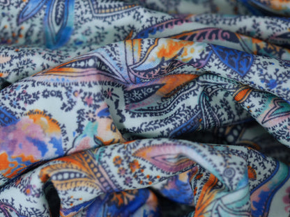 Single Jersey Printed Fabric - Abstract Foxglove 1.30 Metre Remnant