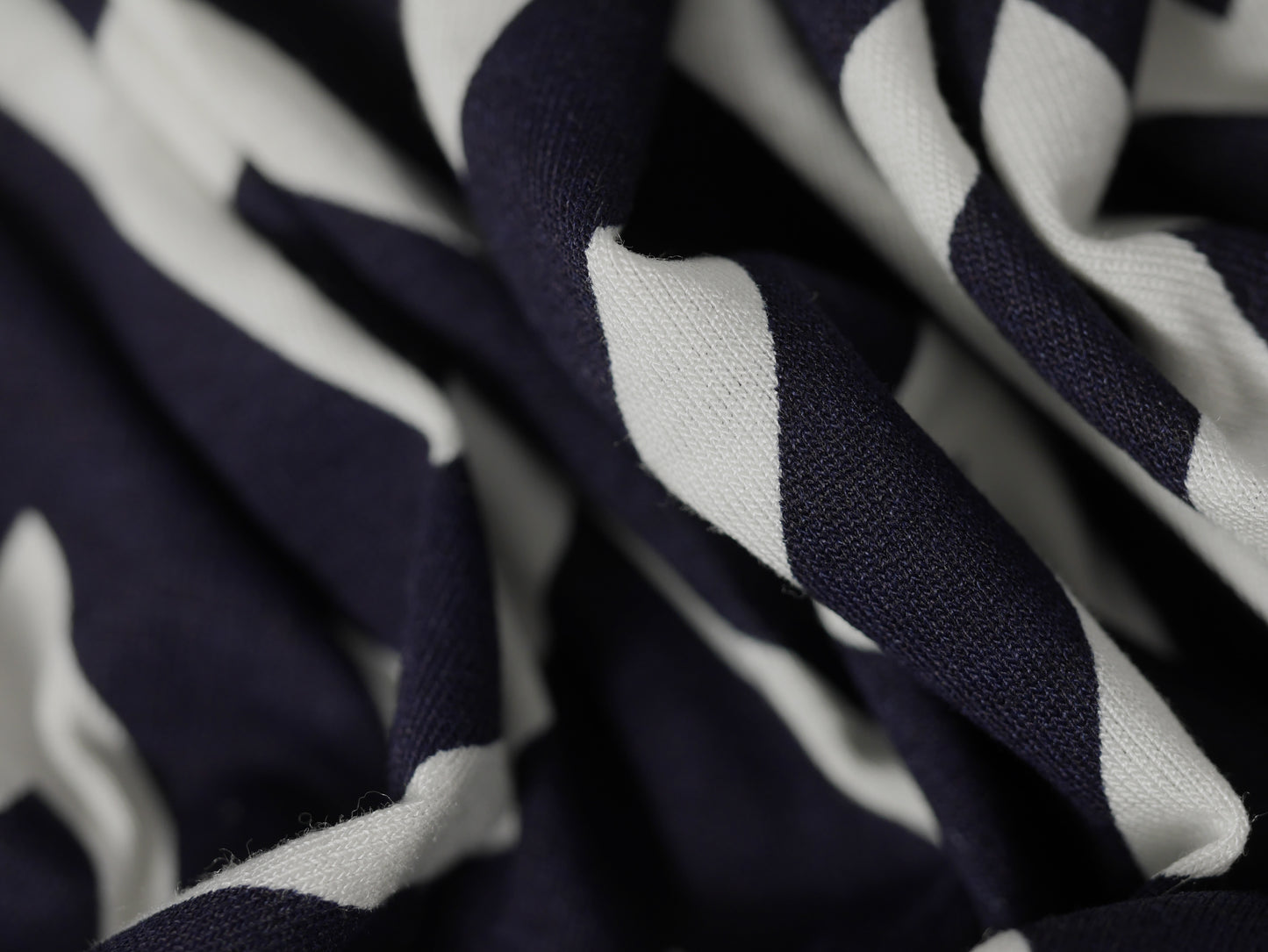 Printed Viscose Jersey Fabric - Navy Chevron Print