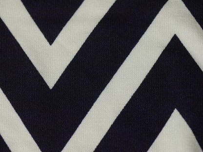 Printed Viscose Jersey Fabric - Navy Chevron Print