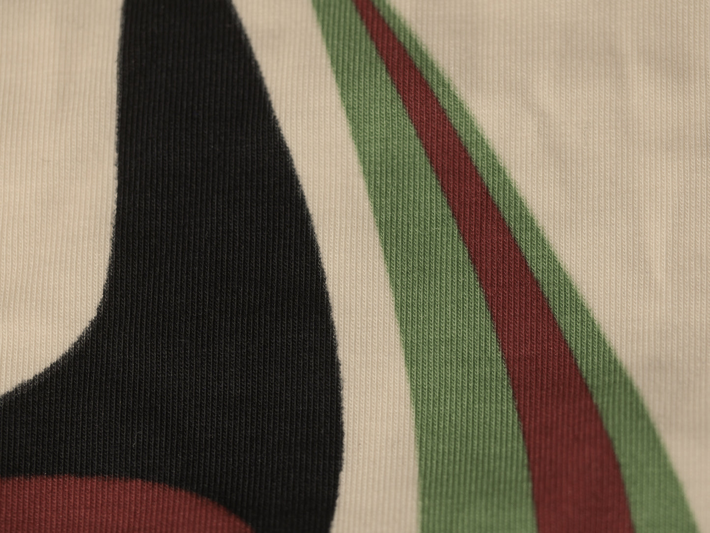 Single Jersey Micro Modal Printed Fabric - Black, paprika, avocado and cream Abstract Print