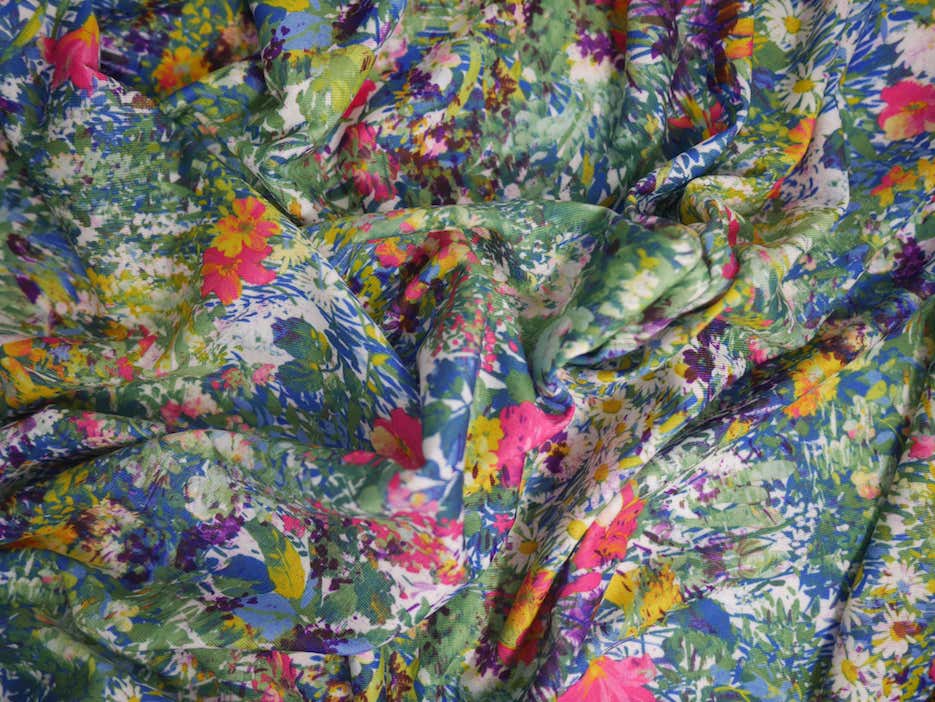Printed Spun Polyester - Summer Flowers 0.40 Metre Remnant