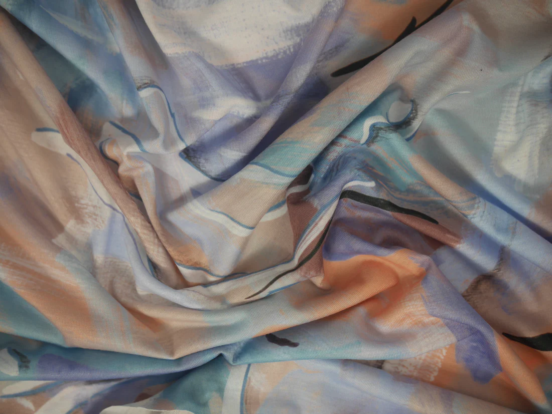 Recycled Soft Spun Polyester - Neutral Abstract 1 Metre Remnant