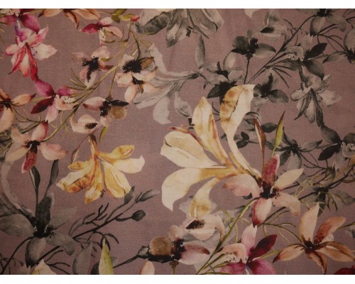 Printed Cotton Lawn Fabric - Lilac Ochid bloom