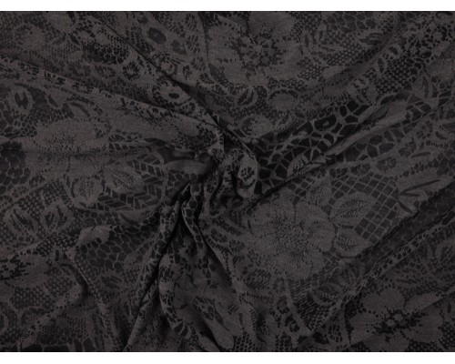 Single Jersey Devore' Print Fabric - Charcoal