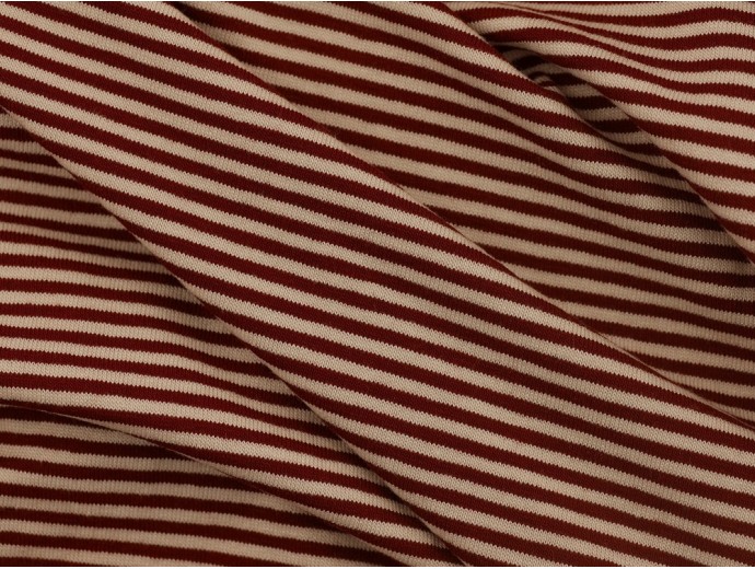 Single Jersey Stripe Fabric - Claret / White