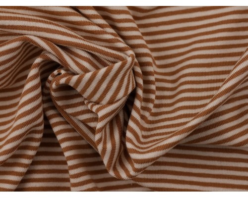 Single Jersey Stripe Fabric - Coffee / Cream