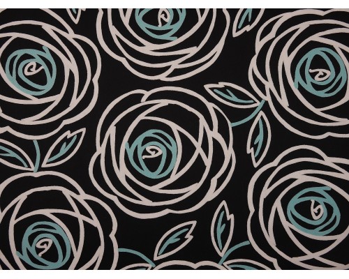 Printed Cotton Poplin Fabric - Abstract Rose on Black