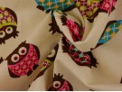 Printed Cotton Poplin Fabric - Owls on Cream