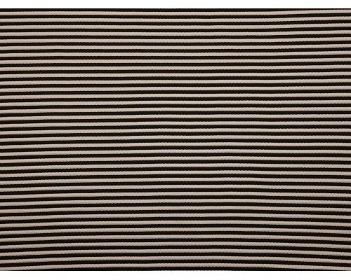 Double Jersey Ottoman Rib Stripe Fabric - Black / White