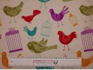 Canvas Fabric - Birds and Cages