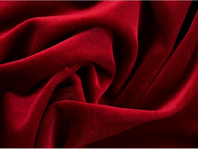 Stretch Velour Fabric - Dark Red