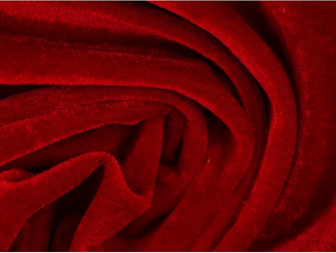 Stretch Velour Fabric - Scarlet