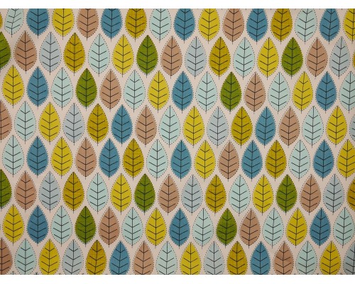 Printed Cotton Poplin Fabric -  Spring Leaves