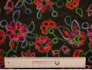 Embroidered Polyester Fabric - Floral on Sheer Black