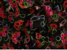 Embroidered Polyester Fabric - Floral on Sheer Black