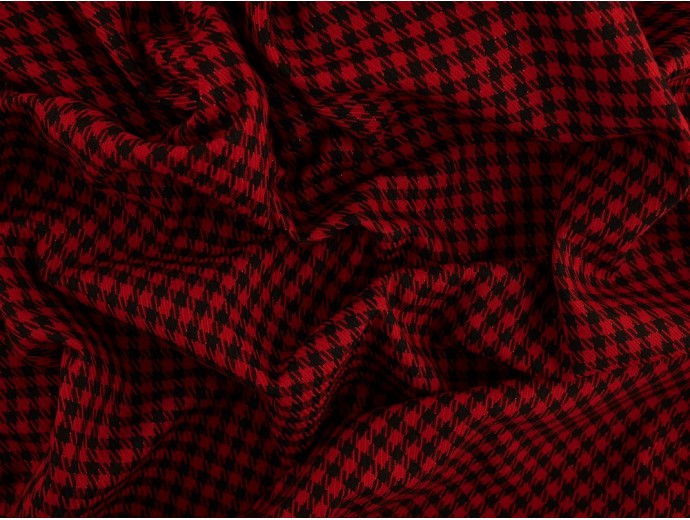 Woven Jacquard Fabric - Red and Black Check