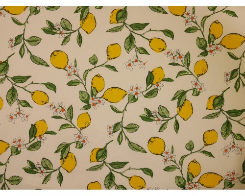 Printed Cotton Poplin Fabric -  Lemons