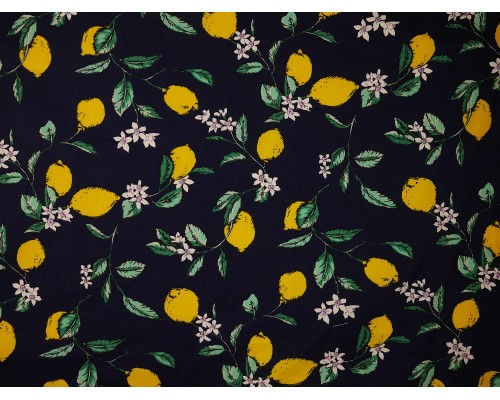 Printed Cotton Poplin Fabric -  Lemons