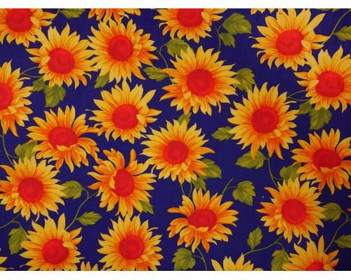 Printed Cotton Poplin Fabric - Sunflowers