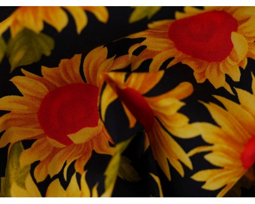 Printed Cotton Poplin Fabric - Sunflowers