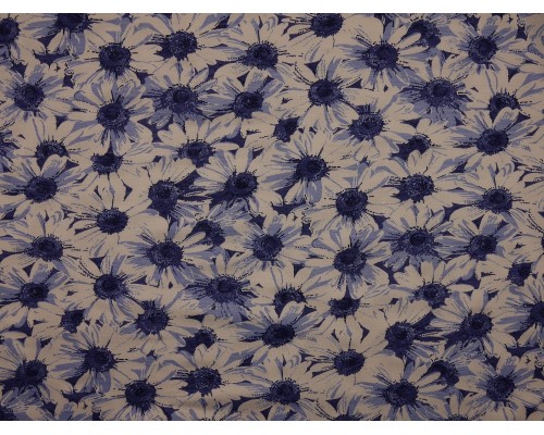 Printed Viscose Jersey Fabric - Blue Daisy