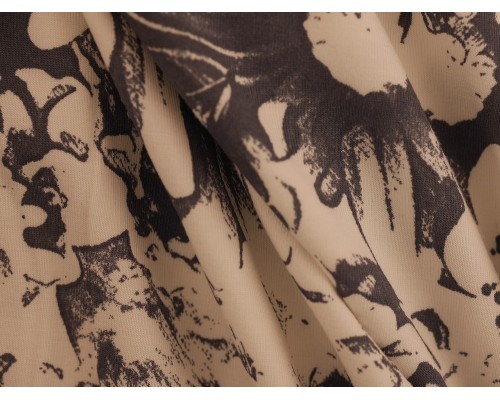 Printed Viscose Jersey Fabric - Cream and Grey Floral