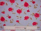 Printed Viscose Jersey Fabric - Red Flowers on Blue
