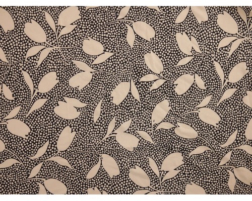 Printed Viscose Jersey Fabric - White Leaves