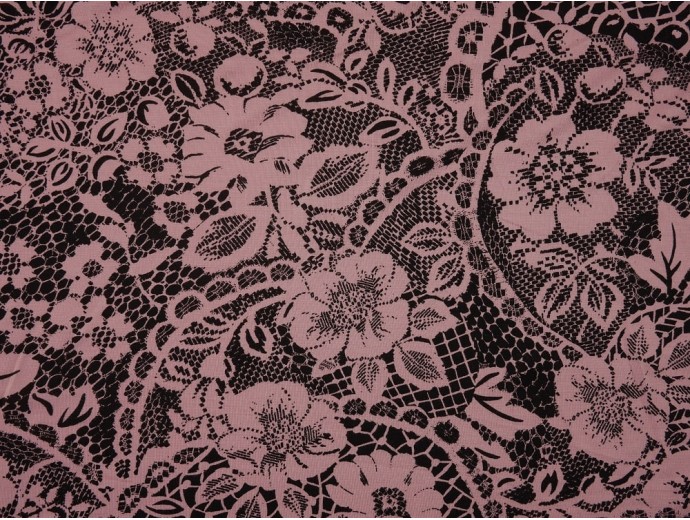 Printed Viscose Jersey Fabric - Black on Pink