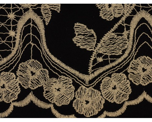Printed Viscose Jersey Fabric - Cream Mirror Border on Black