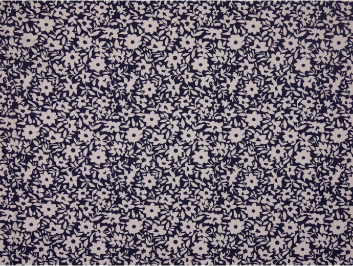 Printed Viscose Jersey Fabric - White and Navy Floral