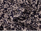 Printed Viscose Jersey Fabric - White and Navy Floral