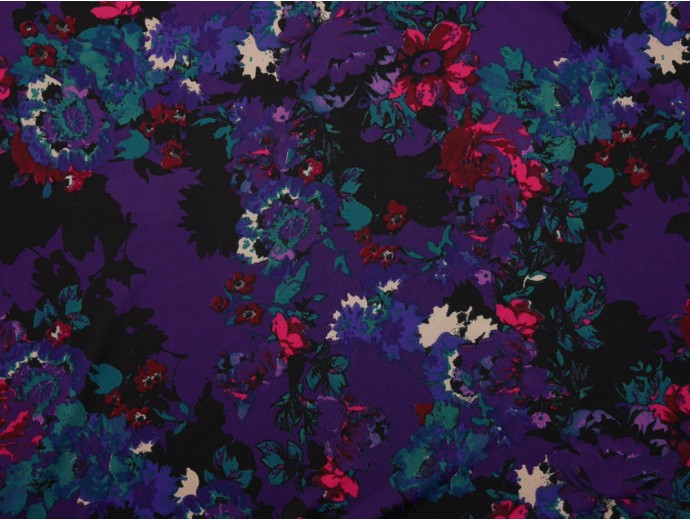 Single Jersey Fabric - Purple Floral Print
