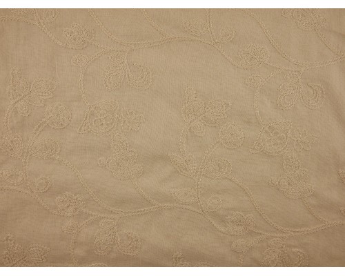 Embroidered Linen Fabric - Stone