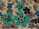 Single Jersey Printed Fabric - Turquoise and Grey Flowers