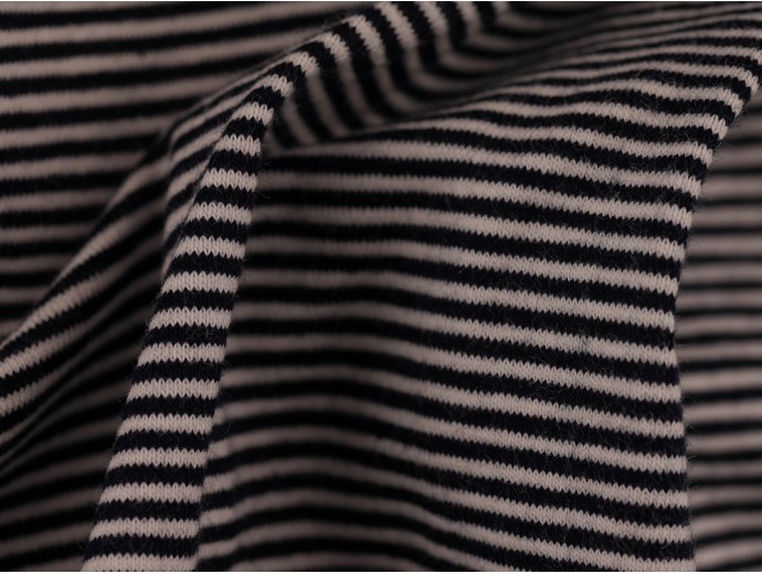 Single Jersey Fine Stripe Fabric - Black / White