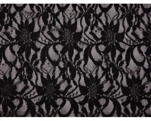 Sequined Lace Fabric - Black