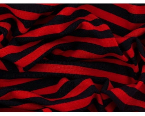 Single Jersey Stripe Fabric - Red / Navy